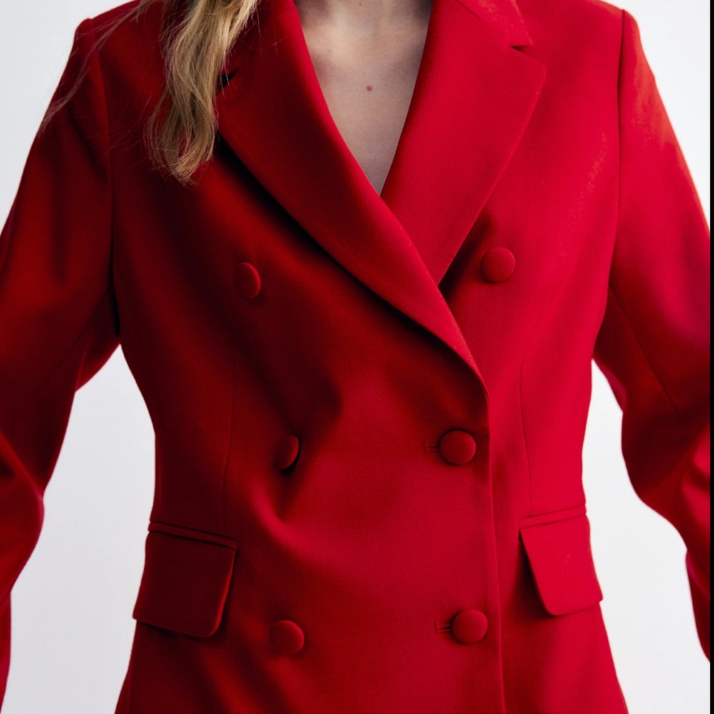 NEW H&M Bold Red Double Breasted Sophisticated Women's Blazer Size Small